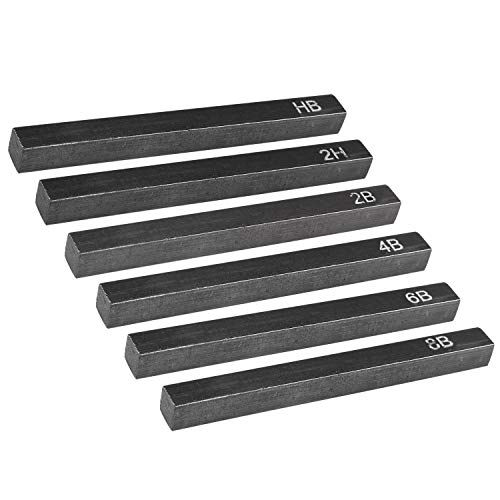 MyLifeUNIT Compressed Graphite, Square Drawing Pencils for Artists, Pack of 6 (2H, HB, 2B, 4B, 6B and 8B)