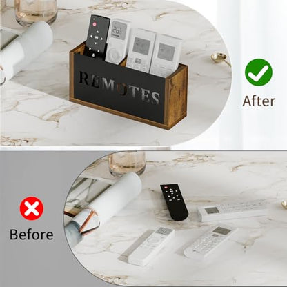YINMIT Remote Control Holder,2-Slot TV Remote Caddy,Wall Mount and Tabletop - color: Rustic Brown - Style B, size: Small