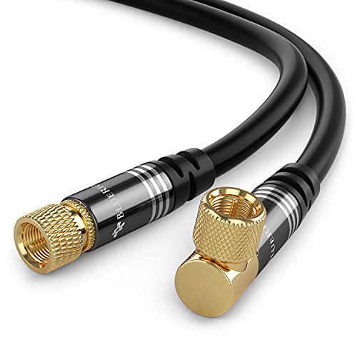 BlueRigger RG6 Coaxial Cable (90° Angled to Straight Male F Type Connector Pin, Gold Plated, Triple Shielded) - size: 20FT