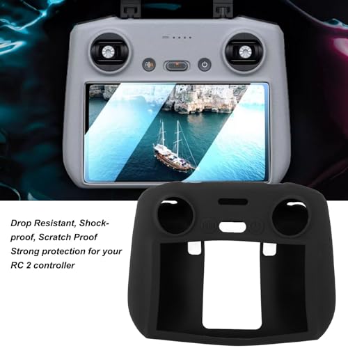 Silicone Protective Cover Case for Mini 4 Pro Air 3 RC 2, Shockproof Protective Case Compatible with Mini 4 Pro Air 3 RC 2 Controller Accessories, Comfortable Grip (Black)