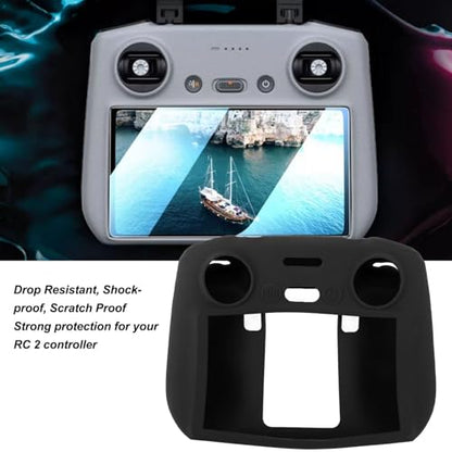 Silicone Protective Cover Case for Mini 4 Pro Air 3 RC 2, Shockproof Protective Case Compatible with Mini 4 Pro Air 3 RC 2 Controller Accessories, Comfortable Grip (Black)