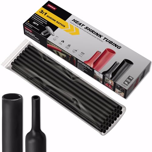 CUBEFELLER® 3:1 Ratio 3/16 Inch (4.8mm) Black Heat Shrink Tubing - 20ft (6.1M Total Length), Marine Grade Waterproof Adhesive Lined, Insulation Sealing Oil-Proof Wear-Resistant,ET2048B - color: Black, size: 4.8mm (3/16") - 20ft
