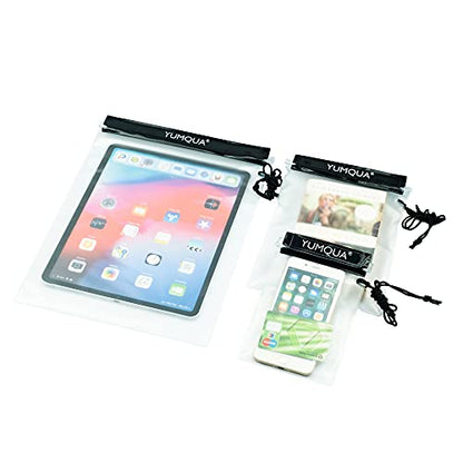 YUMQUA Waterproof Pouch Dry Bags Document Map Holder for Water Sport 3PACK - color: Black