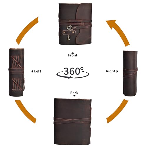 LEATHER VILLAGE Leather Journal Unlined Key Lock, Rustic Brown 6x4. - color: Chocolate Brown, size: 6"X4"