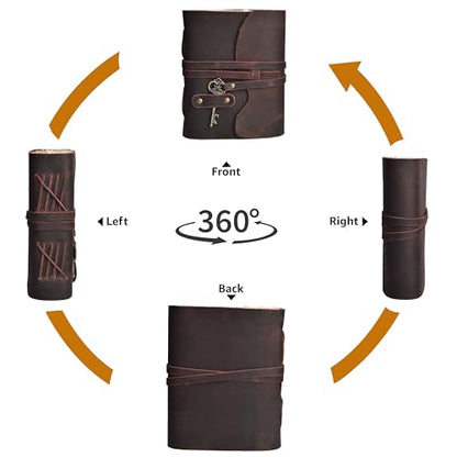 LEATHER VILLAGE Leather Journal Unlined Key Lock, Rustic Brown 6x4. - color: Chocolate Brown, size: 6"X4"