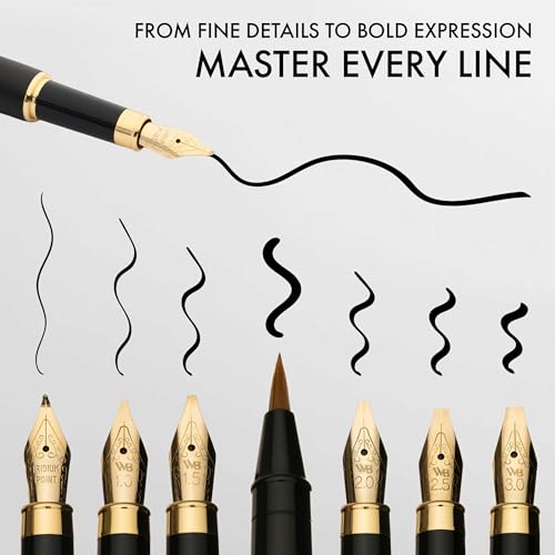 Wordsworth & Black Luxury Bamboo Black Calligraphy Pen Set, 6 Nibs - color: Black Wood