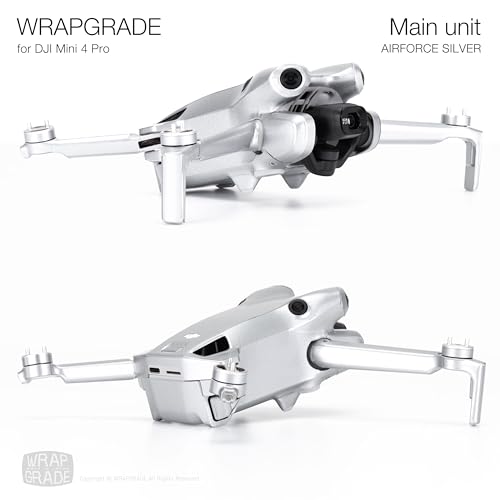 WRAPGRADE Skin Stickers Compatible with DJI Mini 4 Pro | Full Wrap (Airforce Silver) - color: Airforce Silver
