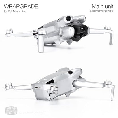 WRAPGRADE Skin Stickers Compatible with DJI Mini 4 Pro | Full Wrap (Airforce Silver) - color: Airforce Silver