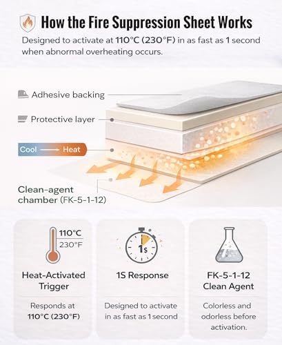 Travel Battery Safety Fireproof Bag with Automatic Fire Suppression for Power Banks & Lithium ion Battery, Clean Agent Sheet, Fire Resistant Carry-On Storage Case
