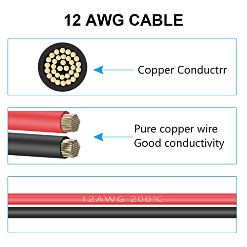 XT60 to O Ring Terminal Cable,XT60 Female to O Ring Connector Cable,with 1M 12AWG Silicon Wire,for RC Lipo Battery FPV Racing Drone(1M/3.3FT)
