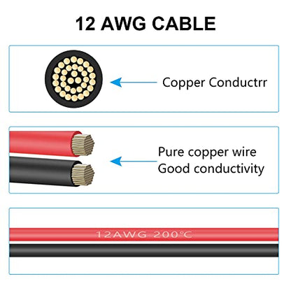 XT60 to O Ring Terminal Cable,XT60 Female to O Ring Connector Cable,with 1M 12AWG Silicon Wire,for RC Lipo Battery FPV Racing Drone(1M/3.3FT)