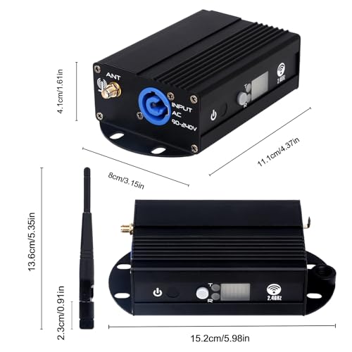 DMX512 Controller – 2.4G Wireless Transmitter/Receiver with LCD Display, Power Adjustable Repeater, Real-Time Dimming for DJ Lights, Stage Effects, Disco & Party Lighting