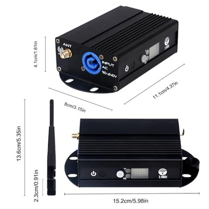 DMX512 Controller – 2.4G Wireless Transmitter/Receiver with LCD Display, Power Adjustable Repeater, Real-Time Dimming for DJ Lights, Stage Effects, Disco & Party Lighting