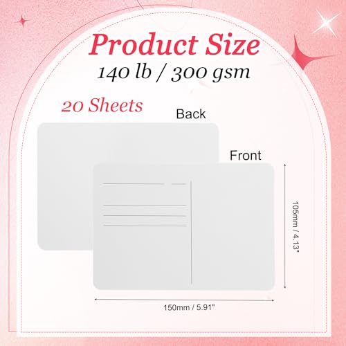 MECCANIXITY 20 Sheets Watercolor Postcards, 100% Cotton 4x6 Inch Watercolor Paper with Red Tin Box Blank Postcards Rough for Mailing Painting Invitations Greeting Cards(140lb/300gsm) - color: Red