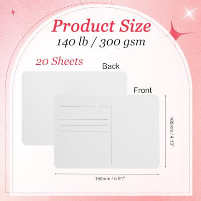 MECCANIXITY 20 Sheets Watercolor Postcards, 100% Cotton 4x6 Inch Watercolor Paper with Red Tin Box Blank Postcards Rough for Mailing Painting Invitations Greeting Cards(140lb/300gsm) - color: Red