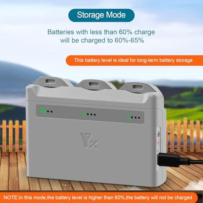 Two-Way Battery Charging Hub for DJI NEO Drone, 3 Channel Battery Charger Station Compatible with DJI Neo, with USB Type C and Type A Cables