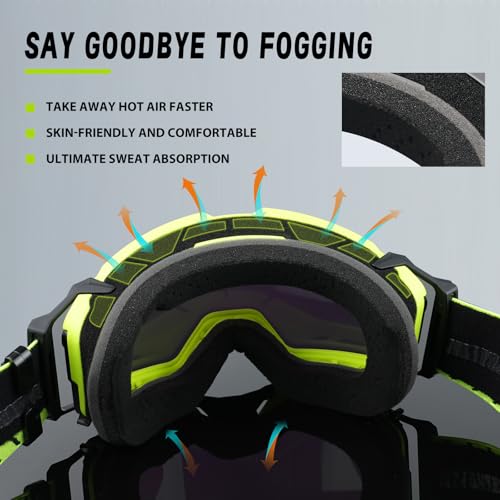 Motocross Goggles Anti-Fog Motorcycle Protective Eyewear for Men - color: Green