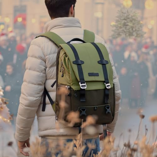 K&F CONCEPT Camera Backpack, 20L Camera Bags for Photographers - color: 03-green