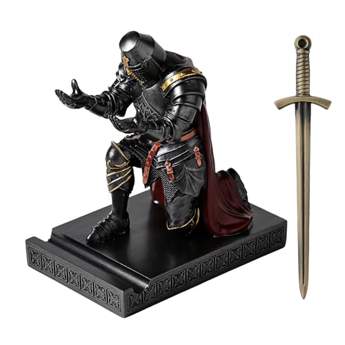Medieval Templar Vanguard Officer Knight Pen Holder Desk Organizers Iron - color: Iron