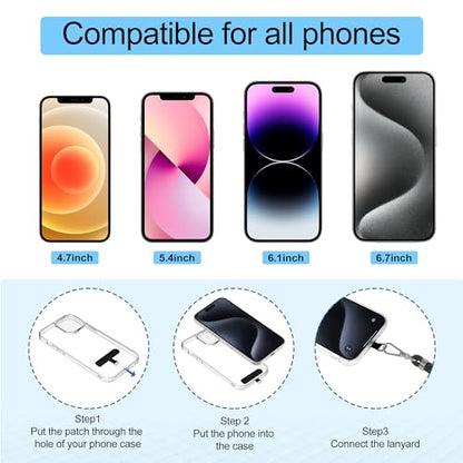 takyu Phone Lanyard, 2 Pack Adjustable Cell Phone Lanyard Crossbody Neck Strap & 2 Pack Phone Wrist Strap with 2 Pcs Tether Tabs Compatible for iPhone Android Smartphones-Black Grey - color: Black+grey