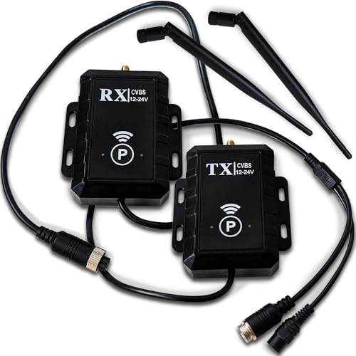 - Wireless Backup Camera Video Transmitter & Receiver Kit for Vehicle – CVBS NTSC 2.4G, Long Range 500m, Low Latency, 12–24V, RCA or 4-Pin