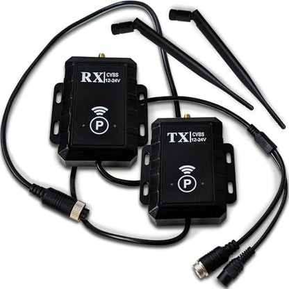 - Wireless Backup Camera Video Transmitter & Receiver Kit for Vehicle – CVBS NTSC 2.4G, Long Range 500m, Low Latency, 12–24V, RCA or 4-Pin