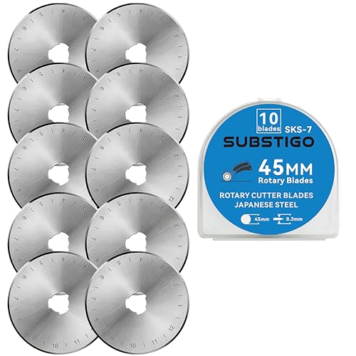 10 Pack 45mm Rotary Cutter Blades for Olfa Fiskars Replacement Blades SKS-7