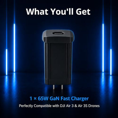 65W Drone Charger for DJI Air 3 Air 3S, Charges 3 Batteries At Once