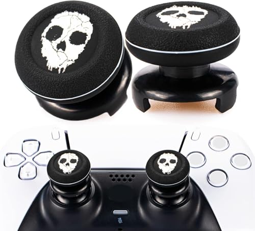 FPS Thumbstick Extender & Printing Rubber Silicone Grip Cover 2 Sets for PS5 & PS4 Controller (Ghost) - color: 11
