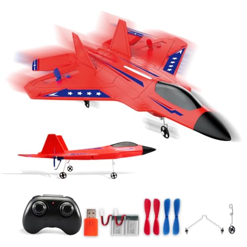 Red F-22 Raptor 2.4GHz RTF RC Airplane With 6-Axis Gyro Easy Fly For Kids - color: Red Kf803
