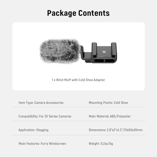 NEEWER Cold Shoe Wind Muff for ZV Series Vlog Cameras, CA133, Black - style: CA133 Black