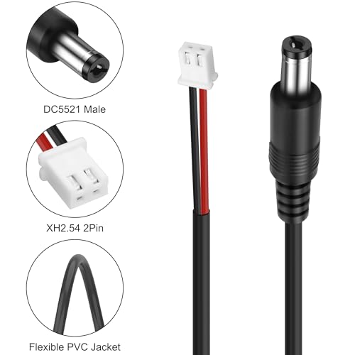MEIRIYFA DC5521 Male to XH2.54 2Pin Terminal Power Cable 4Pcs