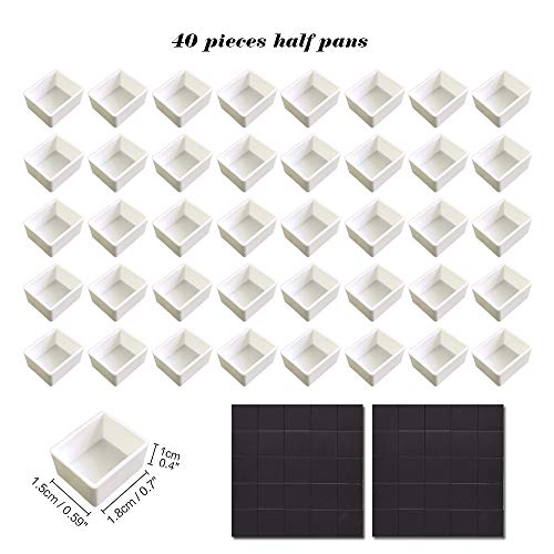 qianshan 40Pcs Empty Half Pans Watercolor Tin Palette with Magnetic Stripe - color: Black