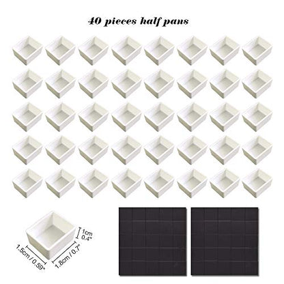 qianshan 40Pcs Empty Half Pans Watercolor Tin Palette with Magnetic Stripe - color: Black