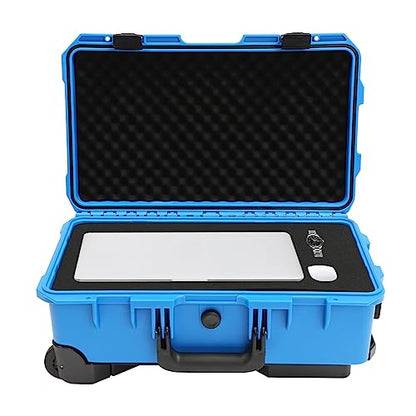Portable Protective Camera Case, 22" Protective Roller Hard Camera Case with Wheels and Foams Camera Suitcase Waterproof Rolling Hard Case for Camera,Tools,Lens,Drone,Equipment (Blue) - color: Blue