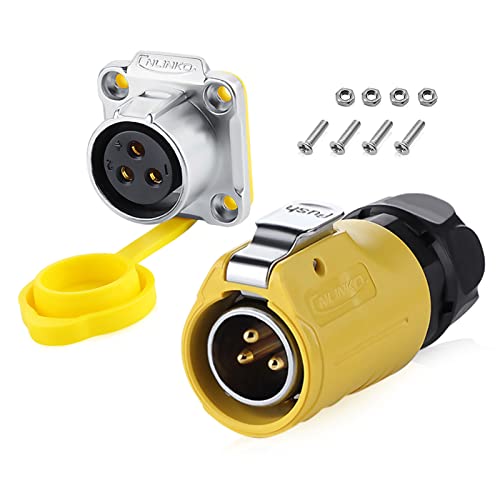 3 Pin IP67 Waterproof M20 Aviation Connector 20A 500V - style: 3PIN-Yellow-NEW