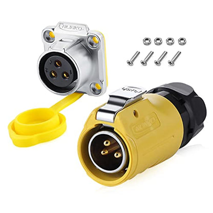 3 Pin IP67 Waterproof M20 Aviation Connector 20A 500V - style: 3PIN-Yellow-NEW
