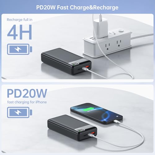5V 2A 3A 20000mAh Battery Pack PD20W Fast Charging Power Bank - size: 20000mAh