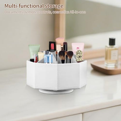 360° Spinning Remote Control Holder,Pen Caddy,Studio Art Supplies Organizer - color: White