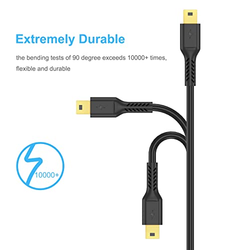 ULIFTUS 10FT Mini USB Cable, Standard USB 2.0 to USB Mini B Charging Cord Durable PS3 Controller Cable Compatible with MP3 Player, Camera, Dash Cam, Hero 3+(Black) - size: 10 Feet
