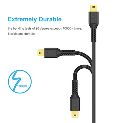 ULIFTUS 10FT Mini USB Cable, Standard USB 2.0 to USB Mini B Charging Cord Durable PS3 Controller Cable Compatible with MP3 Player, Camera, Dash Cam, Hero 3+(Black) - size: 10 Feet