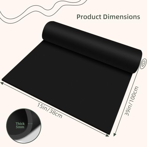 Foam Craft Sheets, 38x100CM EVA Foam Roll, 5MM Black DIY Handcraft Sheets - color: BLACK-15x39in-5MM