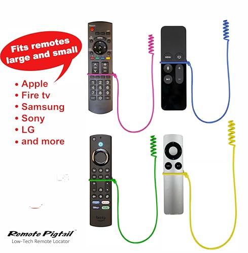 Remote Leash 4-Pack, Remote Control Tether, Adjustable 2 Purple & 2 Yellow - color: Purple/Yellow