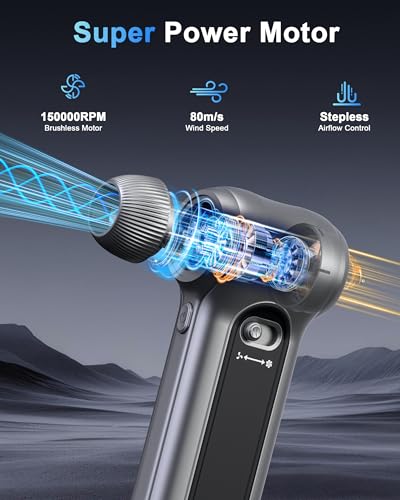 Cordless Electric Air Duster 150000RPM Brushless Handheld Blower - color: Gray