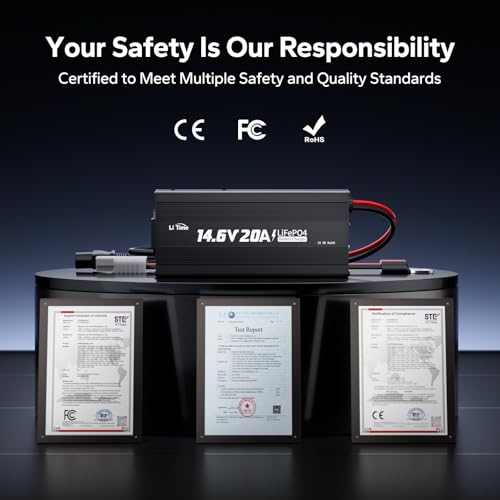 LiTime 12V 20A Lithium Battery Charger for 12.8V LiFePO4 Batteries, AC-DC