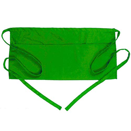 BOHARERS Waist Apron with 3 Pockets - Green Waitress Waiter Server Short Apron - color: 1 Pack Green