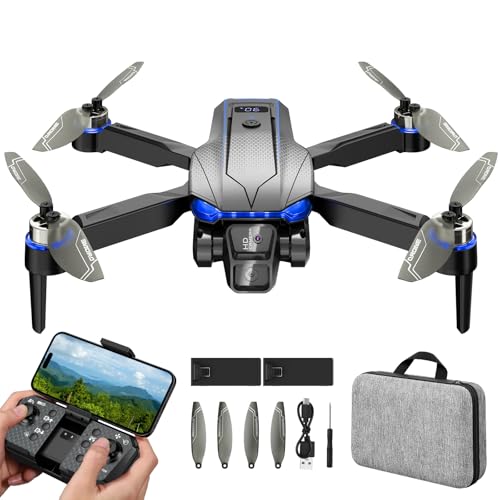 Foldable FPV Drone with 1080P Camera, RC Mini Drone for Kids and Adults, 2 Batteries, Carrying Case, Gesture Control, Altitude Hold, One-Key Launch/Landing, and 3D Flip Function