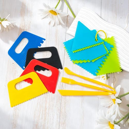 15 PCS Plastic Textured Art Supplies Kit with 3PCS Scrapers Art Tools - color: 18 Pcs