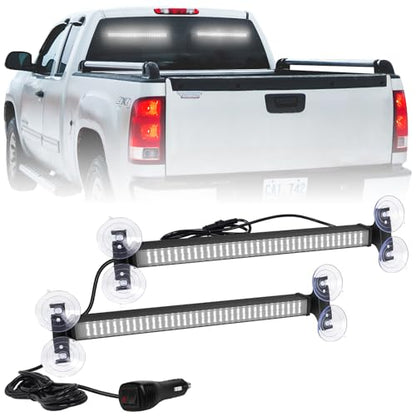 XRIDONSEN 2X 17.7 inch White Windshield Light Bar 144 LED Strobe Lights - color: White