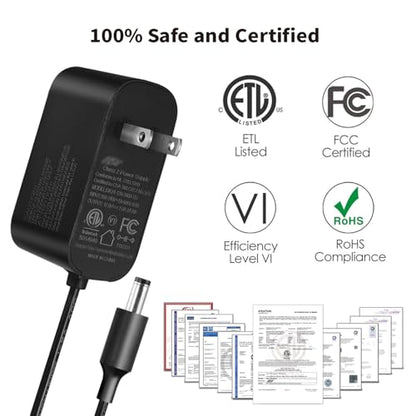 Tonton 12V 2A 6Ft Power Supply Adapter, 24W Universal Charger AC 100-240V with 8Tips to 12Volt DC Plug 2A 1.8A 1.5A 1.2A 1A 0.5A UL/CE/FCC Certified for LED, Router, Security Camera, Keyboard, Scanner - color: 12V 2A+8Tips